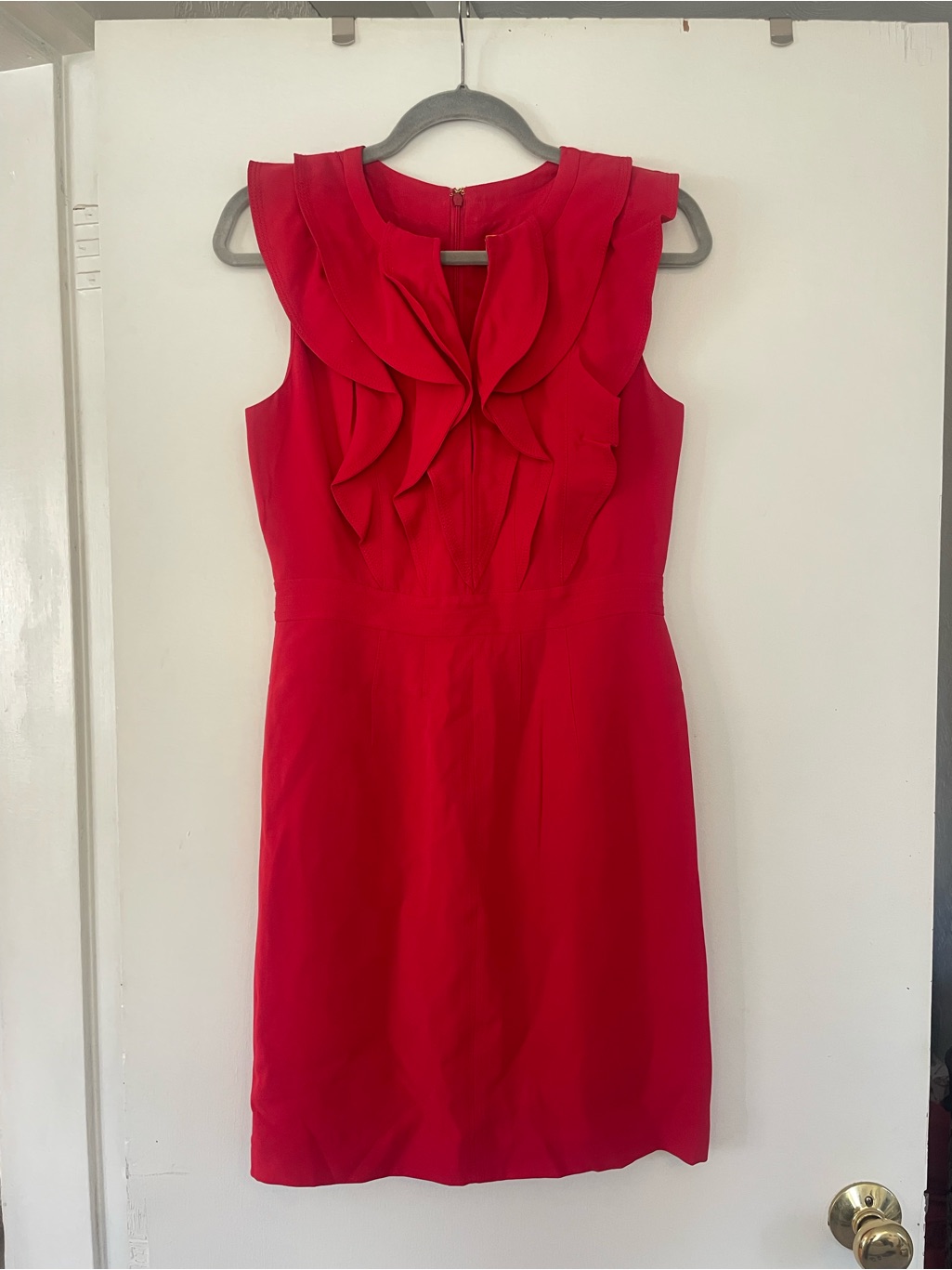 Nwt Tory Burch Russian Red Raeca Dress Ruffle-Front Mini 100% Silk